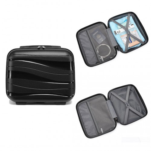Kono Lightweight Polypropylene Hard Shell 4 Piece Suitcase Set With TSA Lock And Vanity Case - Black