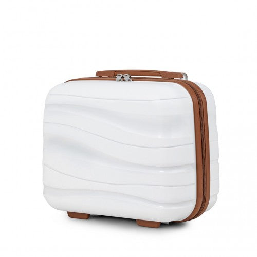 Kono 14 Inch Lightweight Polypropylene Hard Shell Vanity Case - Cream