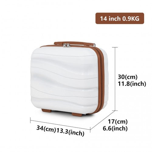 Kono 14 Inch Lightweight Polypropylene Hard Shell Vanity Case - Cream