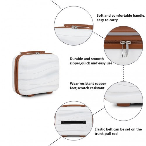 Kono 14 Inch Lightweight Polypropylene Hard Shell Vanity Case - Cream
