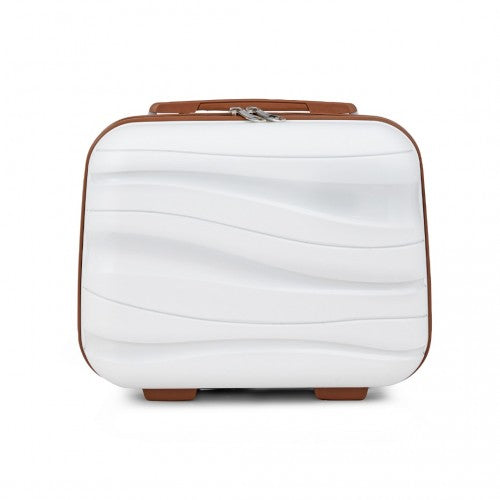 Kono 14 Inch Lightweight Polypropylene Hard Shell Vanity Case - Cream