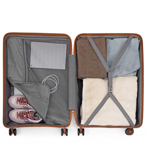 Kono 28 Inch Lightweight Polypropylene Hard Shell Suitcase With TSA Lock - Cream