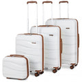 Kono Lightweight Polypropylene Hard Shell 4 Piece Suitcase Set With TSA Lock And Vanity Case - Cream