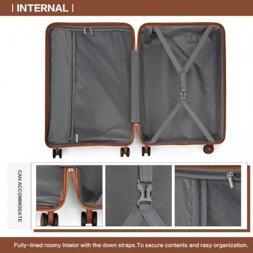 Kono Lightweight Polypropylene Hard Shell 4 Piece Suitcase Set With TSA Lock And Vanity Case - Cream