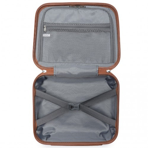 Kono 14 Inch Lightweight Polypropylene Hard Shell Vanity Case - Grey And Brown