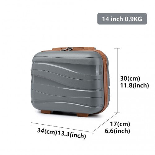 Kono 14 Inch Lightweight Polypropylene Hard Shell Vanity Case - Grey And Brown