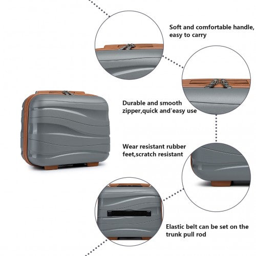 Kono 14 Inch Lightweight Polypropylene Hard Shell Vanity Case - Grey And Brown