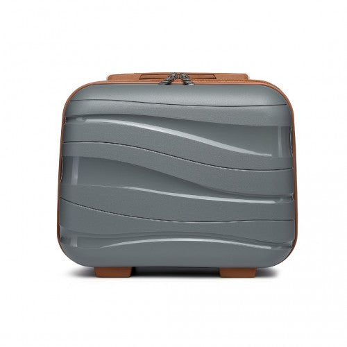 Kono 14 Inch Lightweight Polypropylene Hard Shell Vanity Case - Grey And Brown