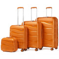 Kono Lightweight Polypropylene Hard Shell 4 Piece Suitcase Set With TSA Lock And Vanity Case - Orange