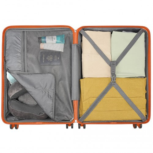 Kono Lightweight Polypropylene Hard Shell 4 Piece Suitcase Set With TSA Lock And Vanity Case - Orange