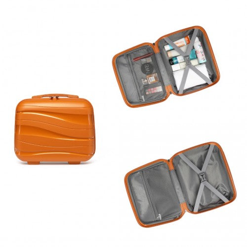 Kono Lightweight Polypropylene Hard Shell 4 Piece Suitcase Set With TSA Lock And Vanity Case - Orange