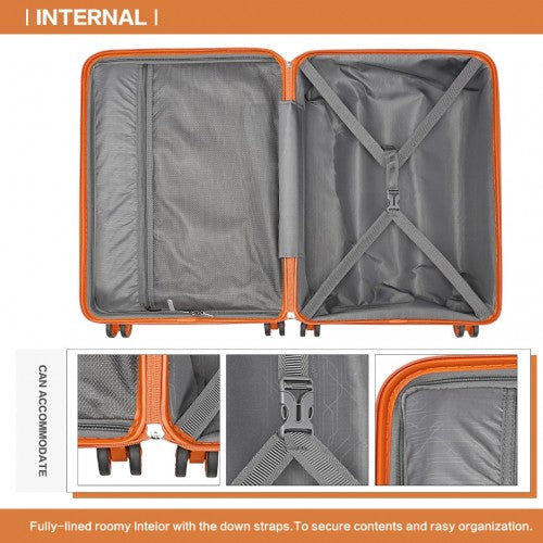 Kono Lightweight Polypropylene Hard Shell 4 Piece Suitcase Set With TSA Lock And Vanity Case - Orange