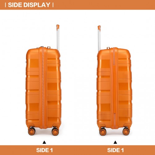 Kono 14/20 Inch Lightweight Polypropylene Hard Shell 2 Piece Suitcase Set With TSA Lock And Vanity Case - Orange