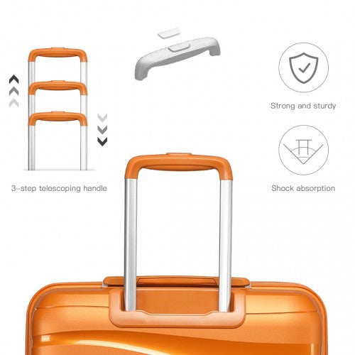 Kono 14/20 Inch Lightweight Polypropylene Hard Shell 2 Piece Suitcase Set With TSA Lock And Vanity Case - Orange