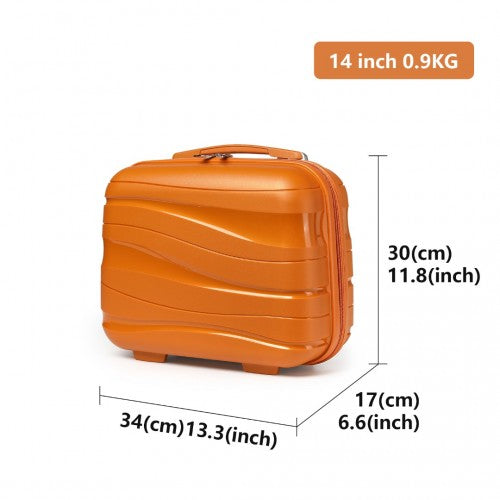 Kono 14 Inch Lightweight Polypropylene Hard Shell Vanity Case - Orange