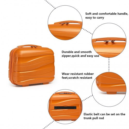 Kono 14 Inch Lightweight Polypropylene Hard Shell Vanity Case - Orange
