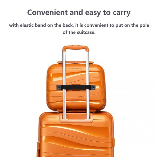 Kono 14 Inch Lightweight Polypropylene Hard Shell Vanity Case - Orange