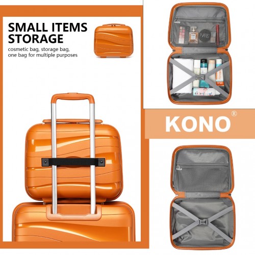 Kono 14 Inch Lightweight Polypropylene Hard Shell Vanity Case - Orange