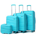 Kono Lightweight Polypropylene Hard Shell 4 Piece Suitcase Set With TSA Lock And Vanity Case - Blue