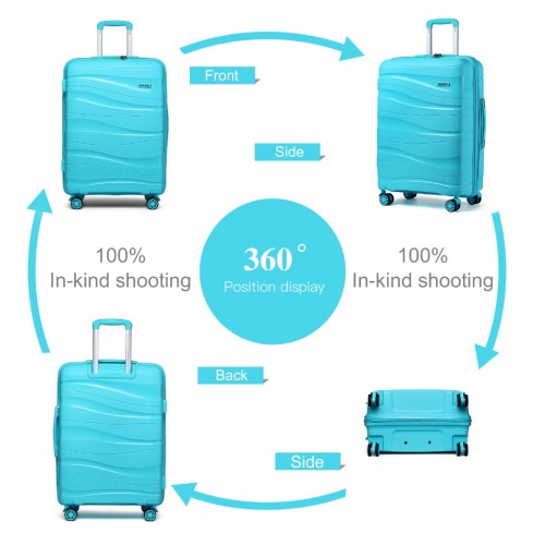 Kono Lightweight Polypropylene Hard Shell 4 Piece Suitcase Set With TSA Lock And Vanity Case - Blue
