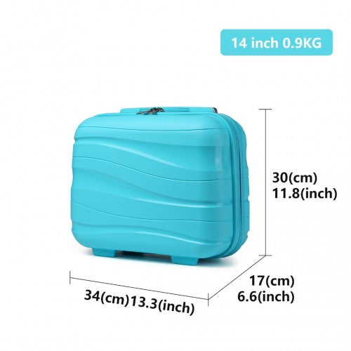 Kono 14 Inch Lightweight Polypropylene Hard Shell Vanity Case - Blue