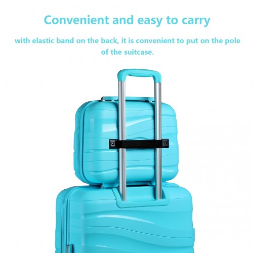 Kono 14 Inch Lightweight Polypropylene Hard Shell Vanity Case - Blue