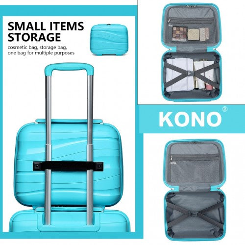 Kono 14 Inch Lightweight Polypropylene Hard Shell Vanity Case - Blue