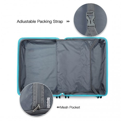Kono 20 Inch Lightweight Polypropylene Hard Shell Suitcase With TSA Lock - Blue