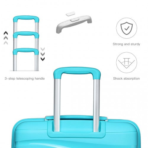 Kono 20 Inch Lightweight Polypropylene Hard Shell Suitcase With TSA Lock - Blue