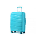 Kono 24 Inch Lightweight Polypropylene Hard Shell Suitcase With TSA Lock - Blue