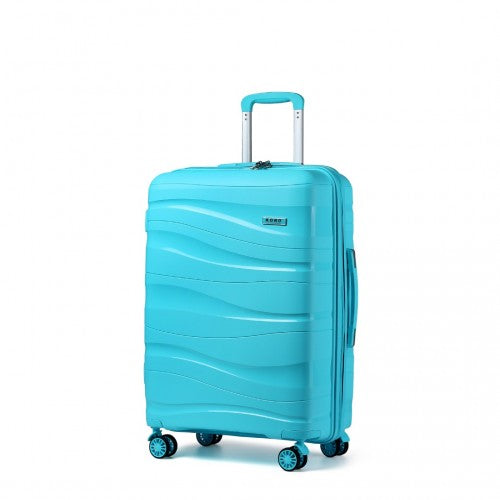 Kono 24 Inch Lightweight Polypropylene Hard Shell Suitcase With TSA Lock - Blue