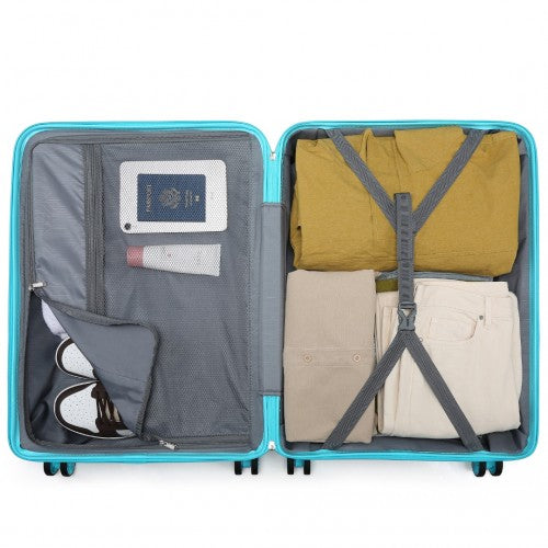 Kono 24 Inch Lightweight Polypropylene Hard Shell Suitcase With TSA Lock - Blue