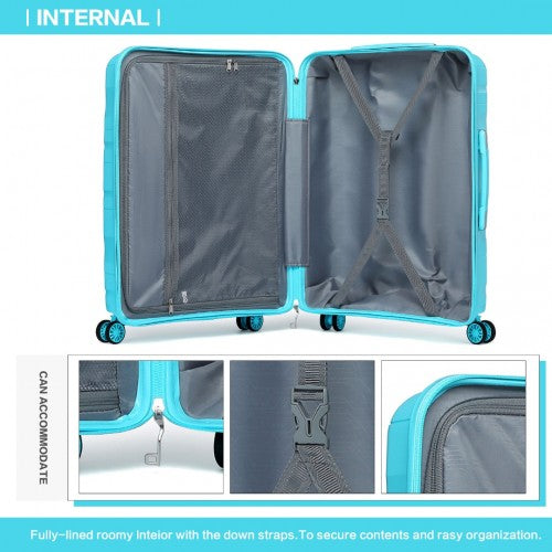 Kono 24 Inch Lightweight Polypropylene Hard Shell Suitcase With TSA Lock - Blue