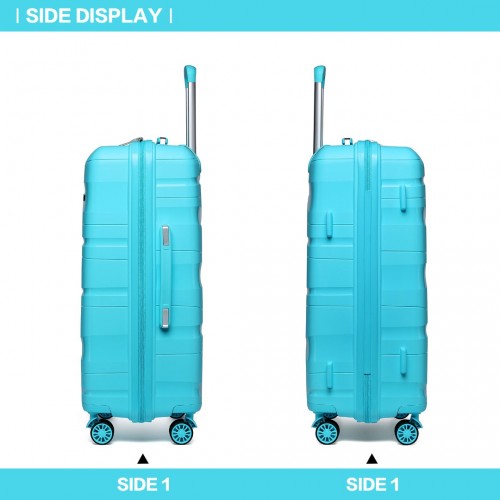 Kono 24 Inch Lightweight Polypropylene Hard Shell Suitcase With TSA Lock - Blue