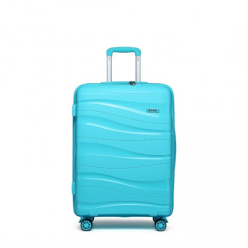 Kono 24 Inch Lightweight Polypropylene Hard Shell Suitcase With TSA Lock - Blue