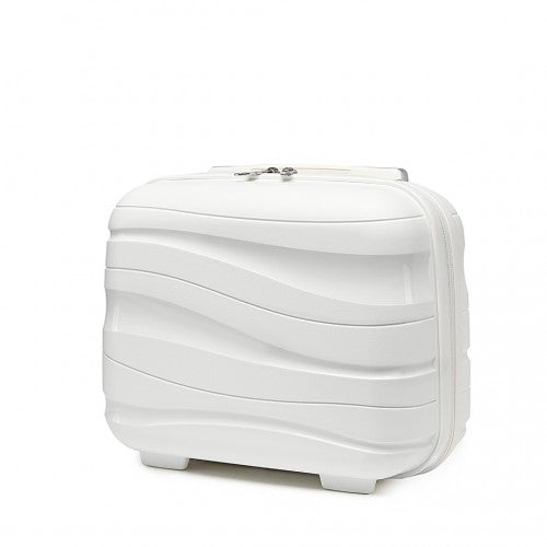 Kono 14 Inch Lightweight Polypropylene Hard Shell Vanity Case - Cream White