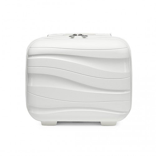 Kono 14 Inch Lightweight Polypropylene Hard Shell Vanity Case - Cream White