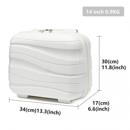 Kono 14 Inch Lightweight Polypropylene Hard Shell Vanity Case - Cream White