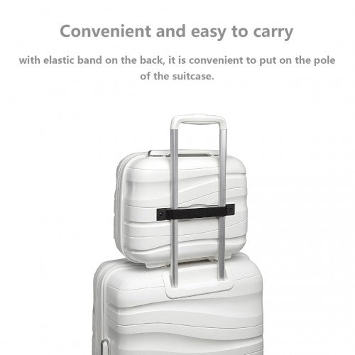 Kono 14 Inch Lightweight Polypropylene Hard Shell Vanity Case - Cream White