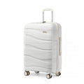 Kono 28 Inch Lightweight Polypropylene Hard Shell Suitcase With TSA Lock - Cream White