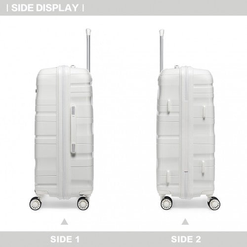 Kono 24 Inch Lightweight Polypropylene Hard Shell Suitcase With TSA Lock - Cream White
