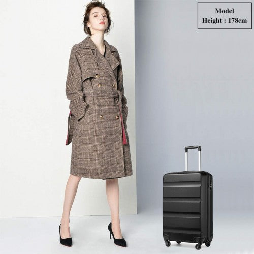 Kono 19 Inch Cabin Size Carry On Suitcase - Streamlined Lightweight ABS Hardshell with Secure TSA Lock - Black