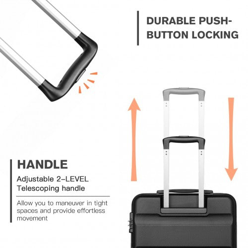 Kono 19 Inch Cabin Size Carry On Suitcase - Streamlined Lightweight ABS Hardshell with Secure TSA Lock - Black