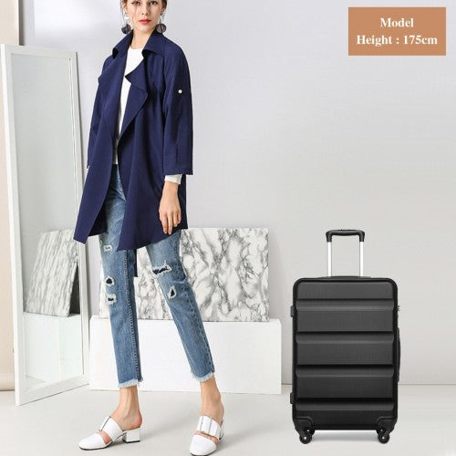Kono 24 Inch Check in Luggage - Streamlined ABS Hardshell Suitcase with Secure TSA Lock - Black