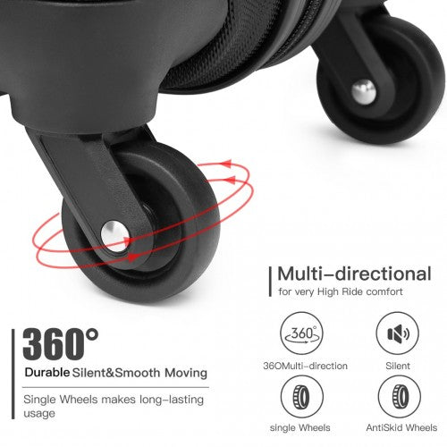 Kono 3 - Piece Lightweight ABS Hardshell Suitcase Set - 19, 24, 28 Inch with Secure TSA Lock - Black