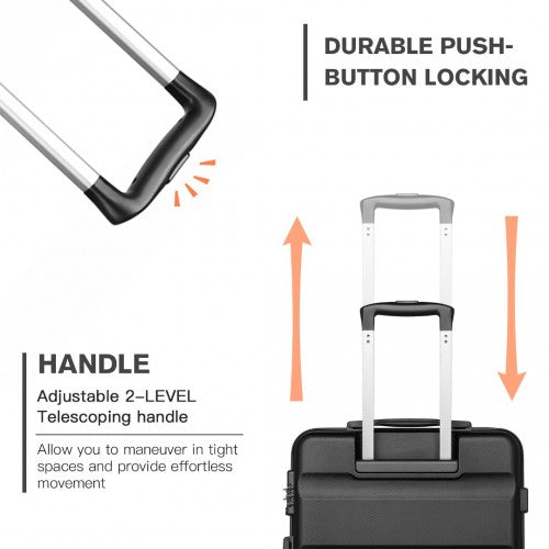Kono 3 - Piece Lightweight ABS Hardshell Suitcase Set - 19, 24, 28 Inch with Secure TSA Lock - Black