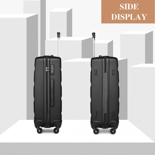 Kono 3 - Piece Lightweight ABS Hardshell Suitcase Set - 19, 24, 28 Inch with Secure TSA Lock - Black