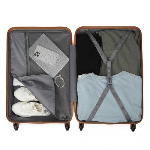 Kono 24 Inch Check in Luggage - Streamlined ABS Hardshell Suitcase with Secure TSA Lock - Cream