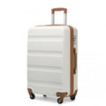 Kono 24 Inch Check in Luggage - Streamlined ABS Hardshell Suitcase with Secure TSA Lock - Cream