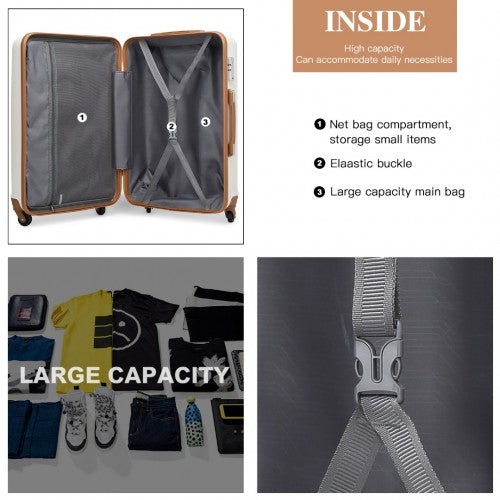 Kono 24 Inch Check in Luggage - Streamlined ABS Hardshell Suitcase with Secure TSA Lock - Cream